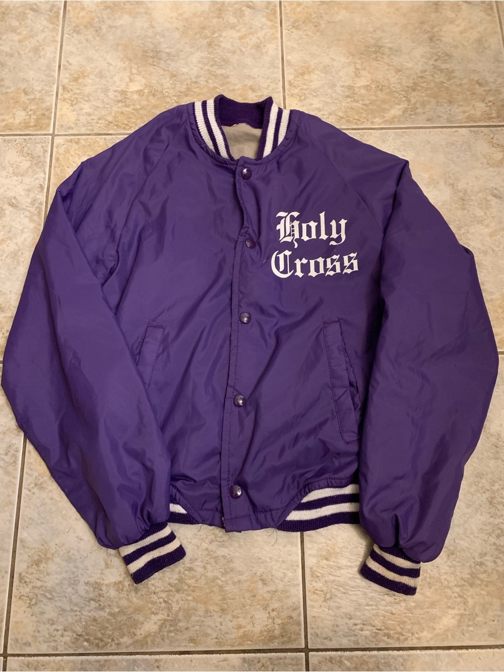 Holy Cross university Purple Men's Varsity Jacket size small